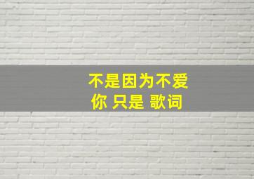 不是因为不爱你 只是 歌词